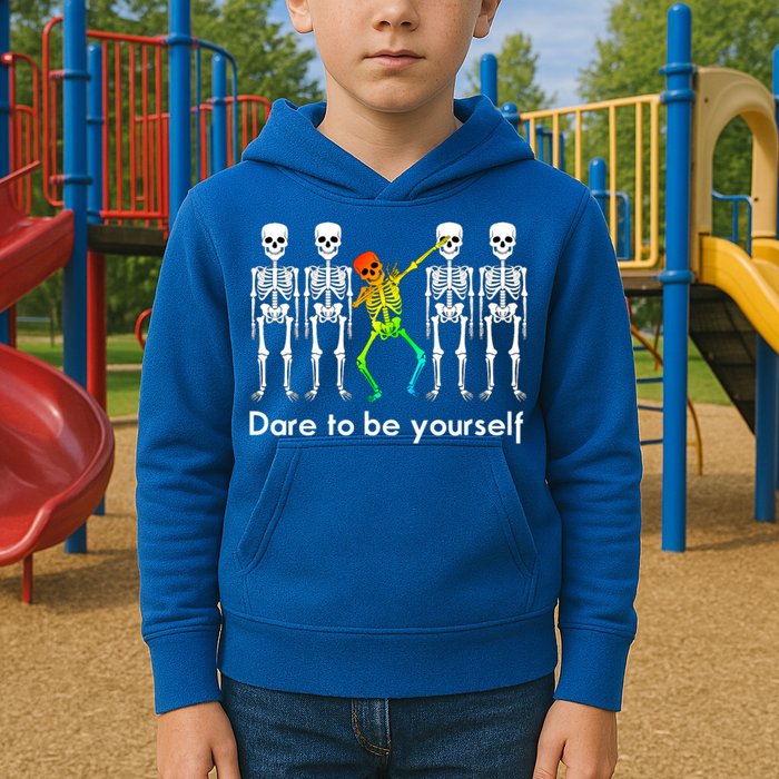 Dare To Be Yours Color Skeleton Dabbing Meaningful Gift Kids Hoodie