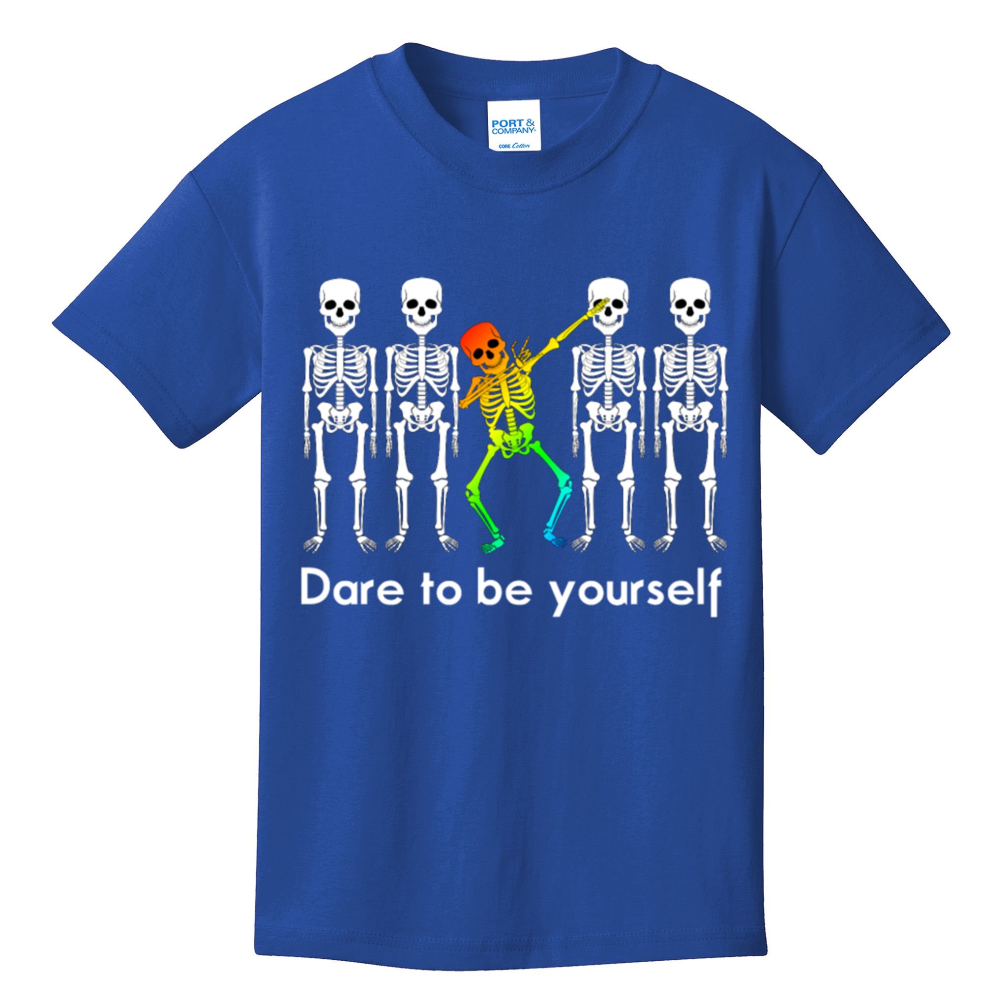 Dare To Be Yours Color Skeleton Dabbing Meaningful Gift Kids T-Shirt