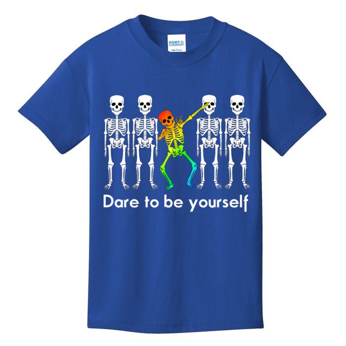 Dare To Be Yours Color Skeleton Dabbing Meaningful Gift Kids T-Shirt