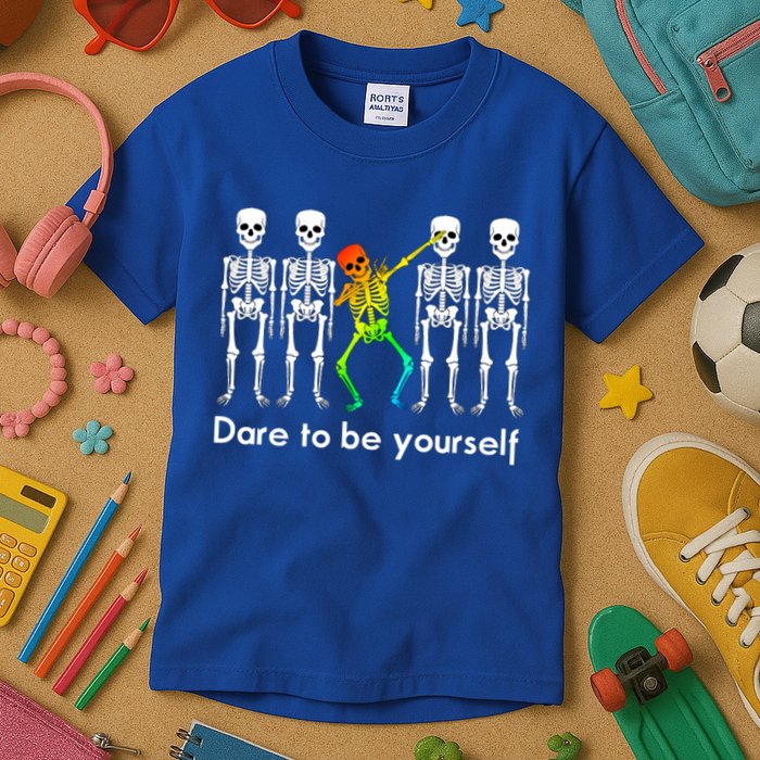 Dare To Be Yours Color Skeleton Dabbing Meaningful Gift Kids T-Shirt