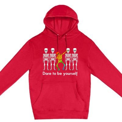 Dare To Be Yours Color Skeleton Dabbing Meaningful Gift Premium Pullover Hoodie