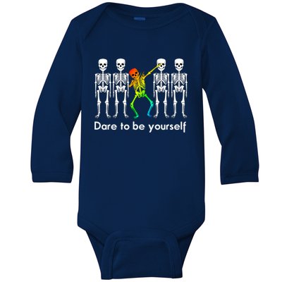 Dare To Be Yours Color Skeleton Dabbing Meaningful Gift Baby Long Sleeve Bodysuit