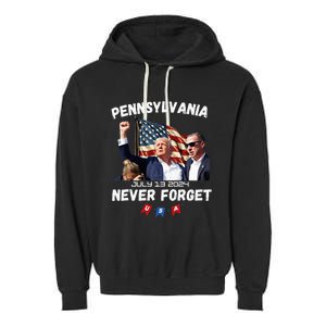 Donald Trump Butler Pennsylvania Never Forget Garment-Dyed Fleece Hoodie