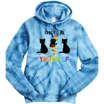 Dare To Be Yours Cute Lgbt Pride Cat Mermaid Funny Great Gift Tie Dye Hoodie