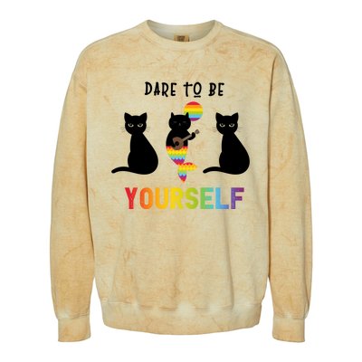 Dare To Be Yours Cute Lgbt Pride Cat Mermaid Funny Great Gift Colorblast Crewneck Sweatshirt