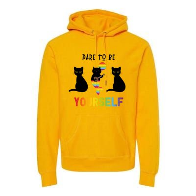 Dare To Be Yours Cute Lgbt Pride Cat Mermaid Funny Great Gift Premium Hoodie