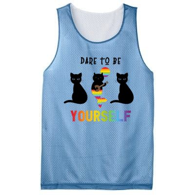 Dare To Be Yours Cute Lgbt Pride Cat Mermaid Funny Great Gift Mesh Reversible Basketball Jersey Tank