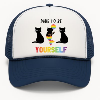 Dare To Be Yours Cute Lgbt Pride Cat Mermaid Funny Great Gift Trucker Hat