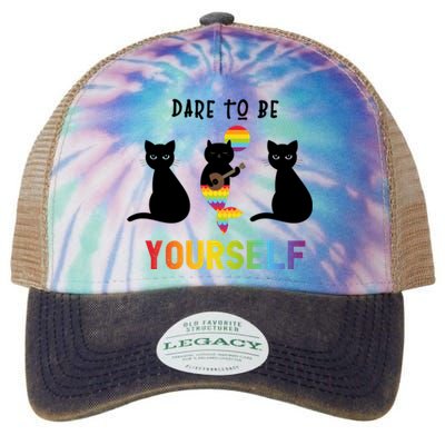 Dare To Be Yours Cute Lgbt Pride Cat Mermaid Funny Great Gift Legacy Tie Dye Trucker Hat