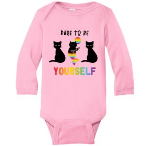 Dare To Be Yours Cute Lgbt Pride Cat Mermaid Funny Great Gift Baby Long Sleeve Bodysuit