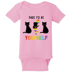 Dare To Be Yours Cute Lgbt Pride Cat Mermaid Funny Great Gift Baby Bodysuit