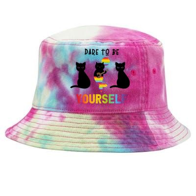 Dare To Be Yours Cute Lgbt Pride Cat Mermaid Funny Great Gift Tie-Dyed Bucket Hat