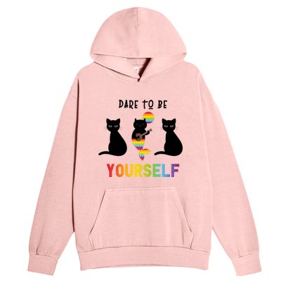 Dare To Be Yours Cute Lgbt Pride Cat Mermaid Funny Great Gift Urban Pullover Hoodie