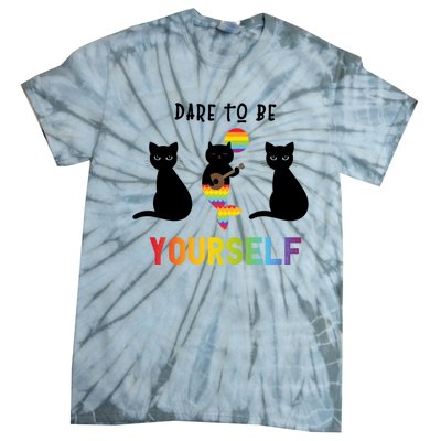 Dare To Be Yours Cute Lgbt Pride Cat Mermaid Funny Great Gift Tie-Dye T-Shirt