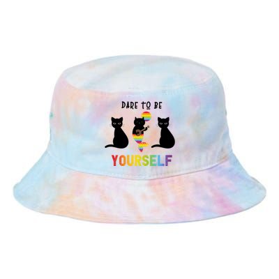 Dare To Be Yours Cute Lgbt Pride Cat Mermaid Funny Great Gift Tie Dye Newport Bucket Hat