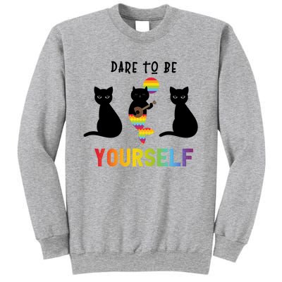 Dare To Be Yours Cute Lgbt Pride Cat Mermaid Funny Great Gift Sweatshirt