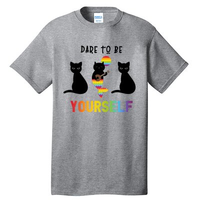 Dare To Be Yours Cute Lgbt Pride Cat Mermaid Funny Great Gift Tall T-Shirt