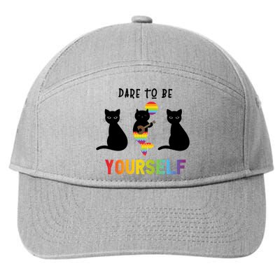 Dare To Be Yours Cute Lgbt Pride Cat Mermaid Funny Great Gift 7-Panel Snapback Hat