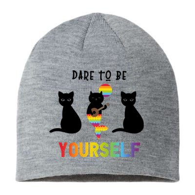 Dare To Be Yours Cute Lgbt Pride Cat Mermaid Funny Great Gift Sustainable Beanie