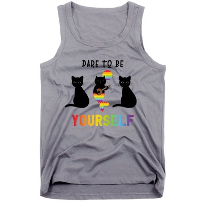 Dare To Be Yours Cute Lgbt Pride Cat Mermaid Funny Great Gift Tank Top