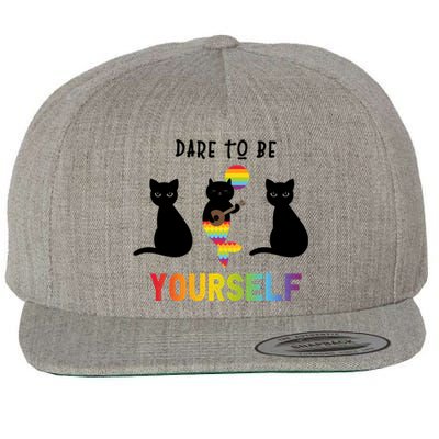 Dare To Be Yours Cute Lgbt Pride Cat Mermaid Funny Great Gift Wool Snapback Cap