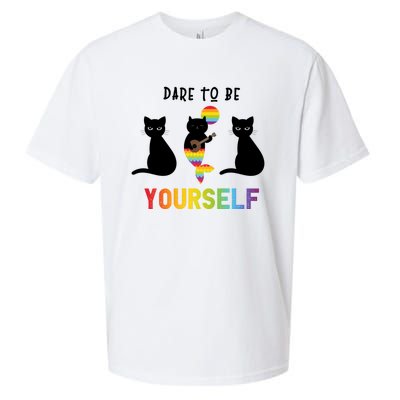 Dare To Be Yours Cute Lgbt Pride Cat Mermaid Funny Great Gift Sueded Cloud Jersey T-Shirt