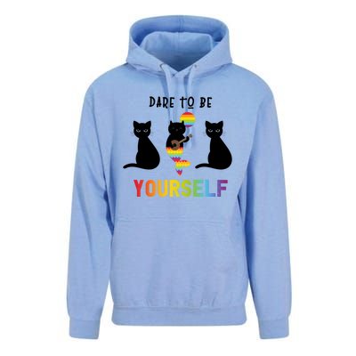 Dare To Be Yours Cute Lgbt Pride Cat Mermaid Funny Great Gift Unisex Surf Hoodie