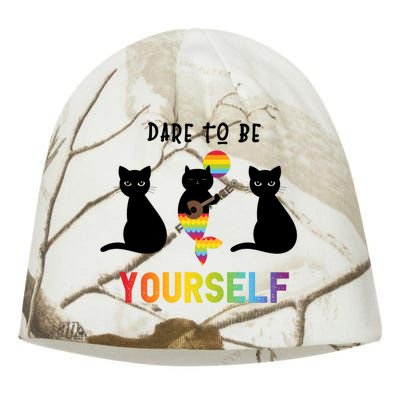 Dare To Be Yours Cute Lgbt Pride Cat Mermaid Funny Great Gift Kati - Camo Knit Beanie