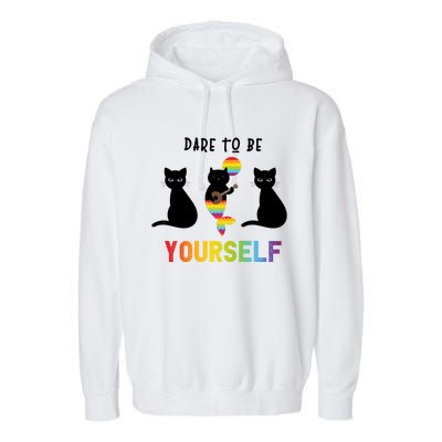 Dare To Be Yours Cute Lgbt Pride Cat Mermaid Funny Great Gift Garment-Dyed Fleece Hoodie