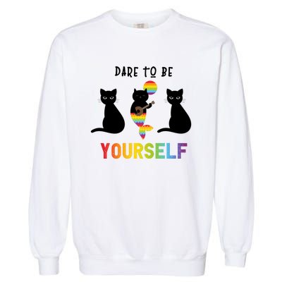 Dare To Be Yours Cute Lgbt Pride Cat Mermaid Funny Great Gift Garment-Dyed Sweatshirt