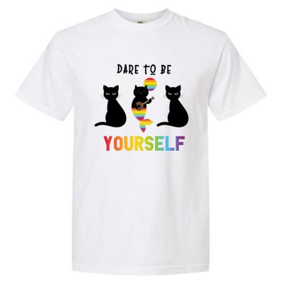 Dare To Be Yours Cute Lgbt Pride Cat Mermaid Funny Great Gift Garment-Dyed Heavyweight T-Shirt