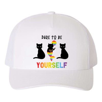 Dare To Be Yours Cute Lgbt Pride Cat Mermaid Funny Great Gift Yupoong Adult 5-Panel Trucker Hat