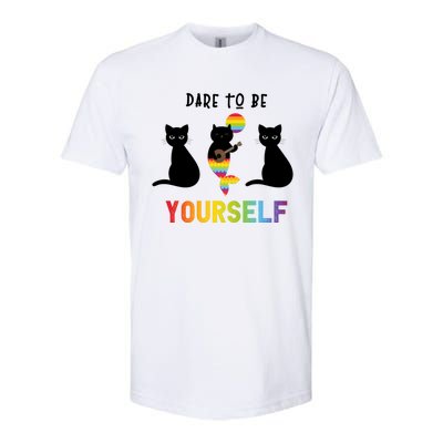 Dare To Be Yours Cute Lgbt Pride Cat Mermaid Funny Great Gift Softstyle CVC T-Shirt