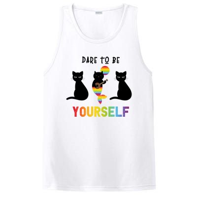 Dare To Be Yours Cute Lgbt Pride Cat Mermaid Funny Great Gift PosiCharge Competitor Tank