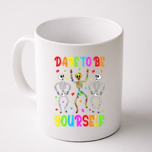 Dare To Be Your Self Dabbing Skeleton Autism Awareness Gift Coffee Mug