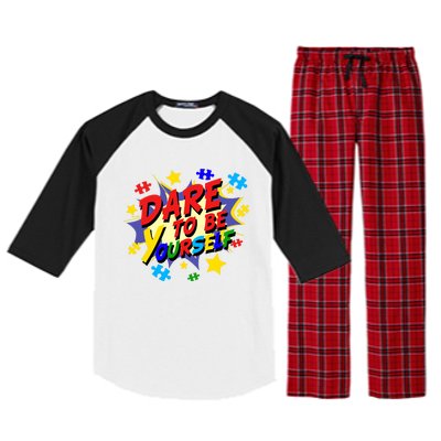 Dare To Be Yourself Autism Awareness Day Gift Raglan Sleeve Pajama Set