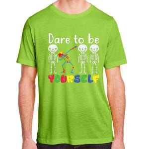 Dare To Be Your Self Dabbing Skeleton Autism Awareness Gift Adult ChromaSoft Performance T-Shirt