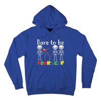 Dare To Be Your Self Dabbing Skeleton Autism Awareness Gift Hoodie