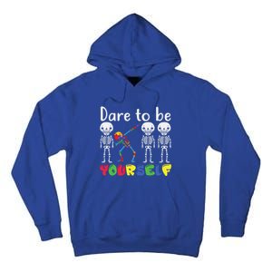 Dare To Be Your Self Dabbing Skeleton Autism Awareness Gift Tall Hoodie