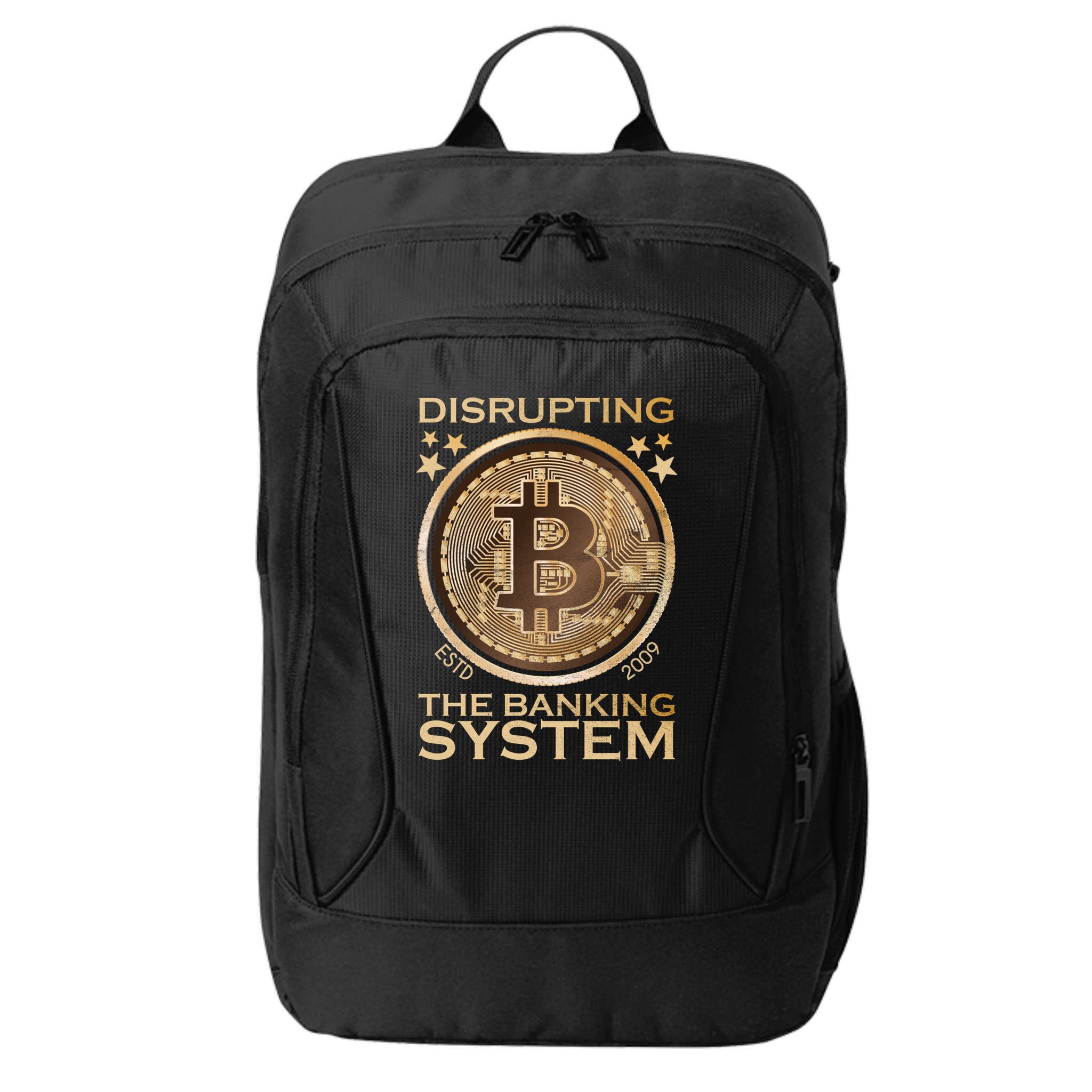 Disrupting The Banking System Since 2009 Btc Bitcoin Gift City Backpack