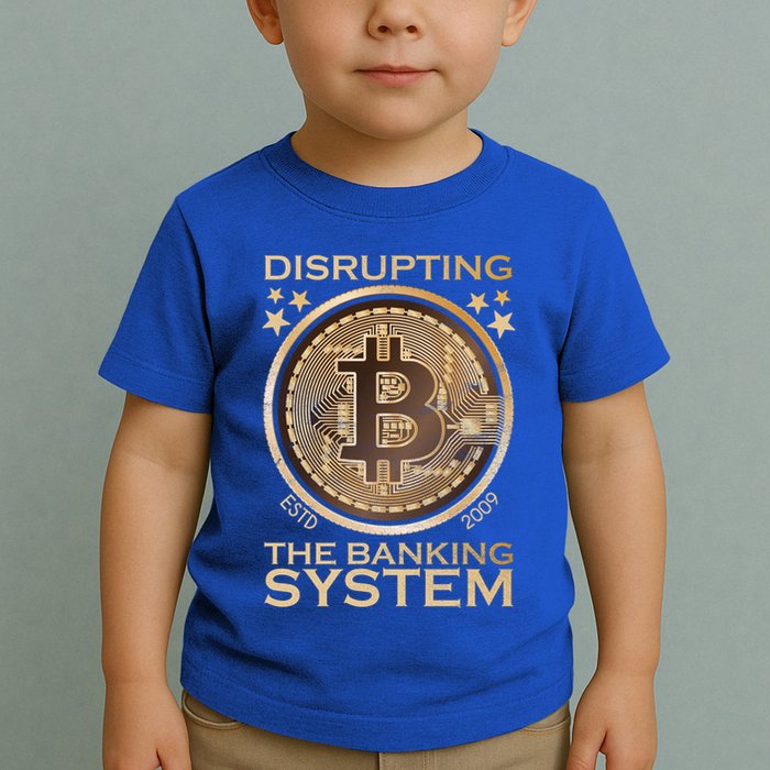 Disrupting The Banking System Since 2009 Btc Bitcoin Gift Toddler T-Shirt