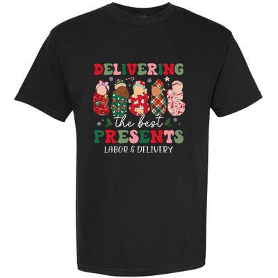 Delivering The Best Presents Labor Delivery Nurse Christmas Garment-Dyed Heavyweight T-Shirt