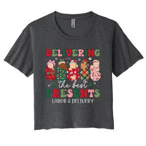 Delivering The Best Presents Labor Delivery Nurse Christmas Women's Crop Top Tee