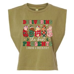 Delivering The Best Presents Labor Delivery Nurse Christmas Garment-Dyed Women's Muscle Tee