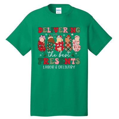 Delivering The Best Presents Labor Delivery Nurse Christmas Tall T-Shirt