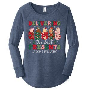 Delivering The Best Presents Labor Delivery Nurse Christmas Women's Perfect Tri Tunic Long Sleeve Shirt