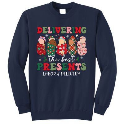 Delivering The Best Presents Labor Delivery Nurse Christmas Tall Sweatshirt