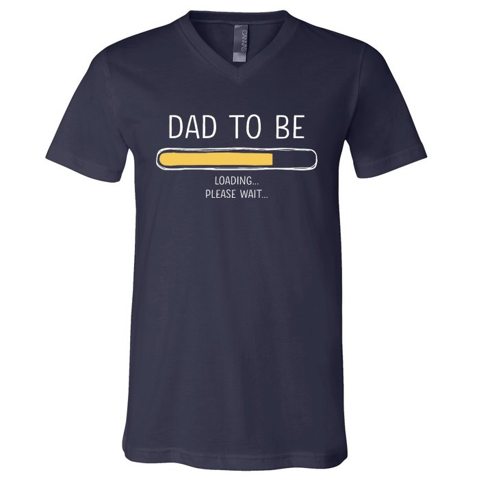 Dad To Be Loading Bar For New Father With Baby Fathers Day V-Neck T-Shirt