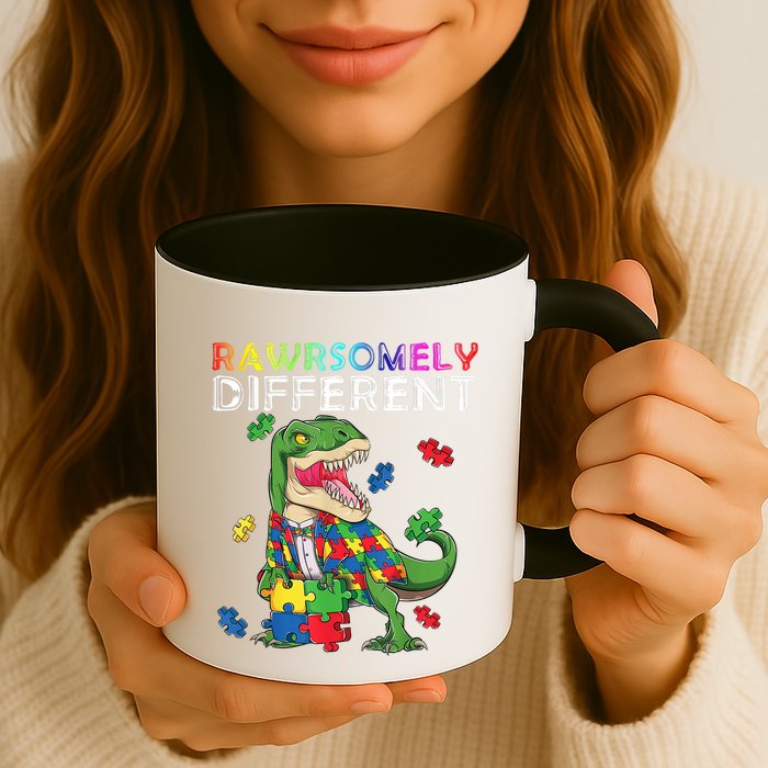 Dare To Be Yours Different Autism Awareness Dinosaur Cool Gift Mug
