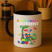 Dare To Be Yours Different Autism Awareness Dinosaur Cool Gift Mug